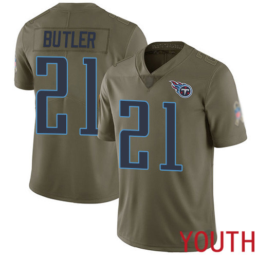 Tennessee Titans Limited Olive Youth Malcolm Butler Jersey NFL Football #21 2017 Salute to Service